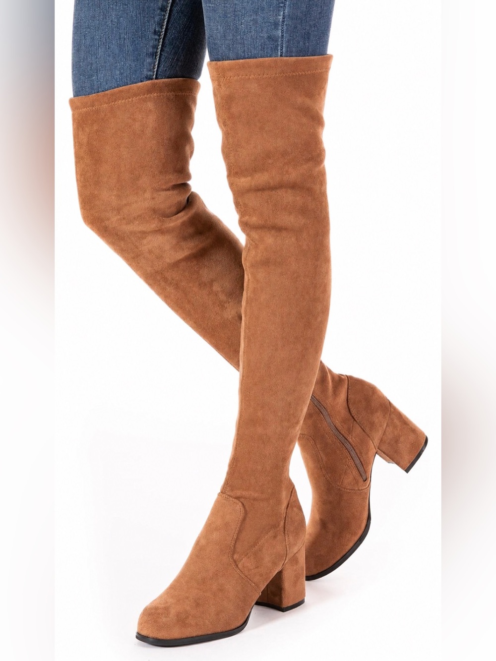 Brown Over the Knee Suede Block Heel Boots EU 40 US 8.5/9